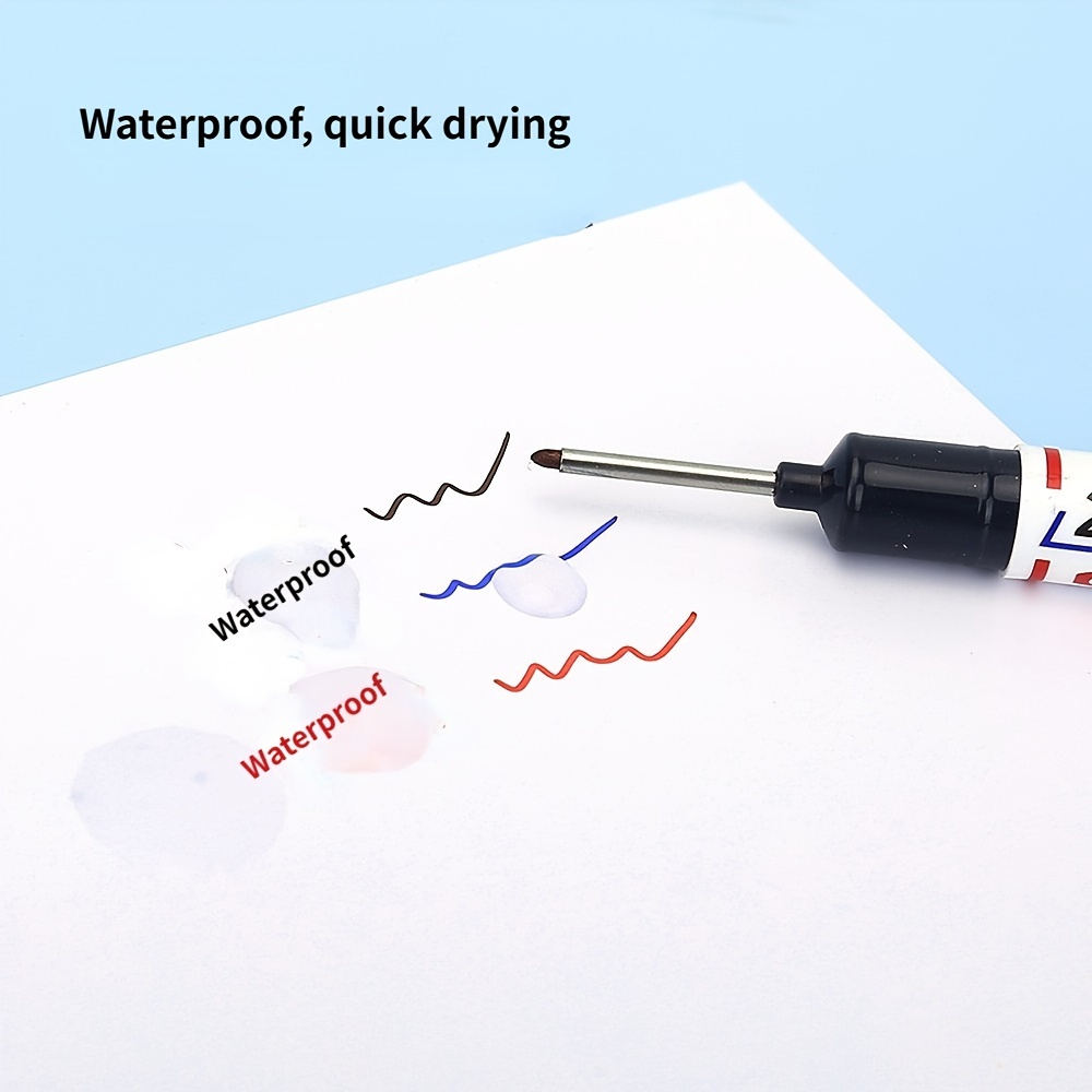 3pcs Long Head Deep Reach Markers Waterproof Deep Hole Pen Tool Decoration Woodworker Glass Long Nib for Painting Writing Drafting, Size: 12.9 cm