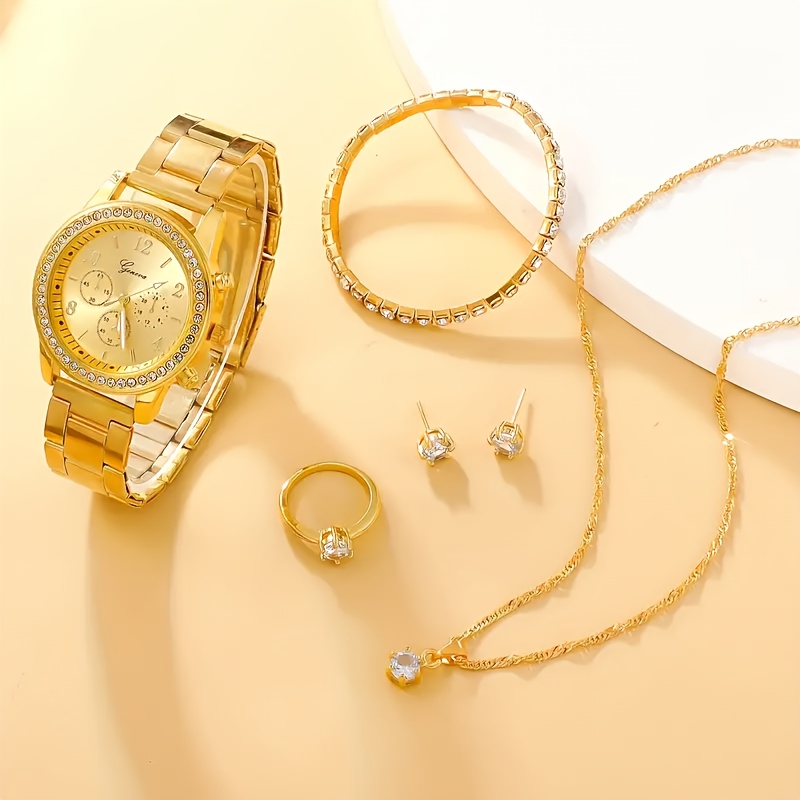  Reloj para mujer, relojes de mujer con diamantes de imitación,  relojes de pulsera de lujo, para negocios u ocio diario (color : 1 reloj  dorado) : Ropa, Zapatos y Joyería