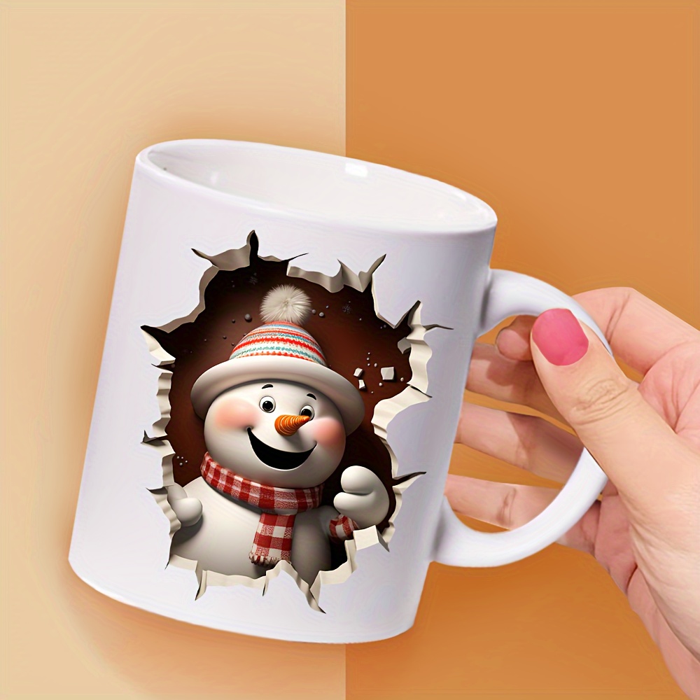 3D Snowman Mug, 3D Christmas Mug, 3D Crack Hole Mug, 11oz an - Inspire  Uplift