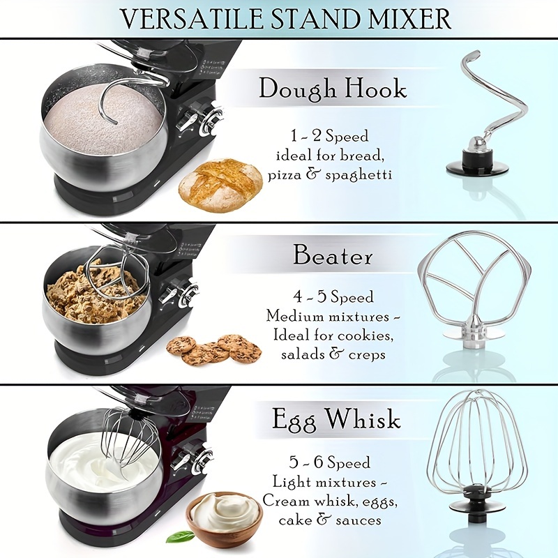 Fully Automatic Multi-functional Kitchen Electric Mixer, 4.5Qt Automatic  Dough Mixer, Home Whisk, Electric Food Mixer, Stand Mixer Cook MachineFully  A