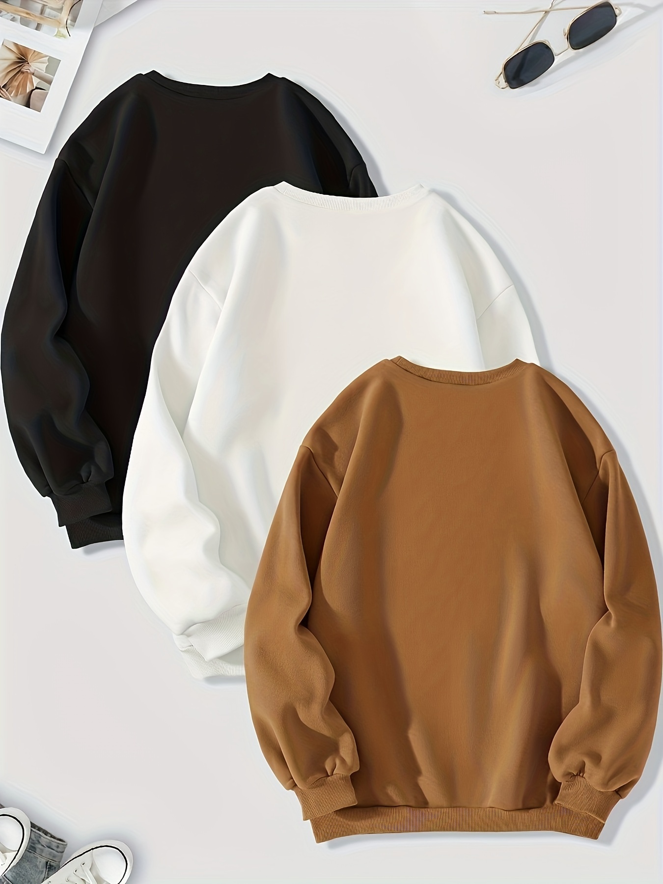 Mixed Color Pullover Sweatshirts Casual Long Sleeve Crew - Temu Canada