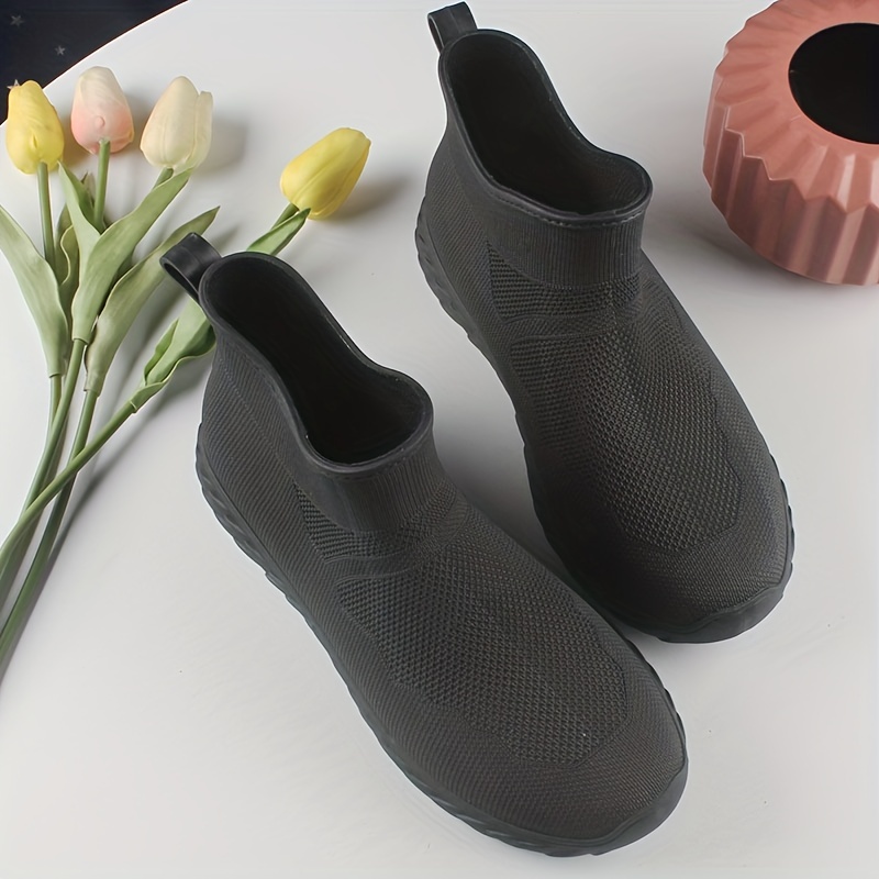 Botas de lluvia de tobillo con plataforma para mujer, zapatos impermeables  de color sólido sin cordones, zapatos antideslizantes para exteriores - Temu