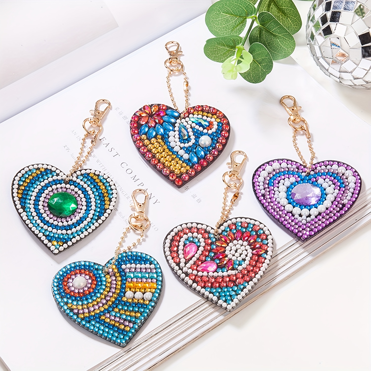 5pcs Artificial Diamond Painting Keychain DIY Diamond Painting Kits For  Kids And Adult Beginners, Love Heart Artificial Diamond Pendant Art Craft  Key