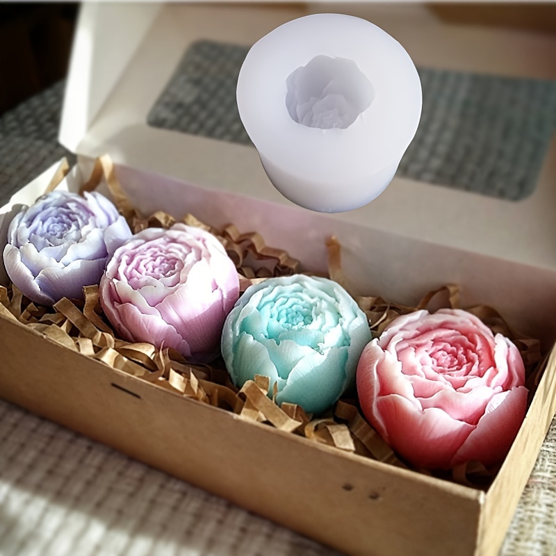 

1pc, 3d Flower Candle Resin Mold, Blooming Rose Gypsum Silicone Mold, Used For Soap Making Peony Mold, Suitable For Diy Handmade Handicraft Production Eid Al-adha Mubarak