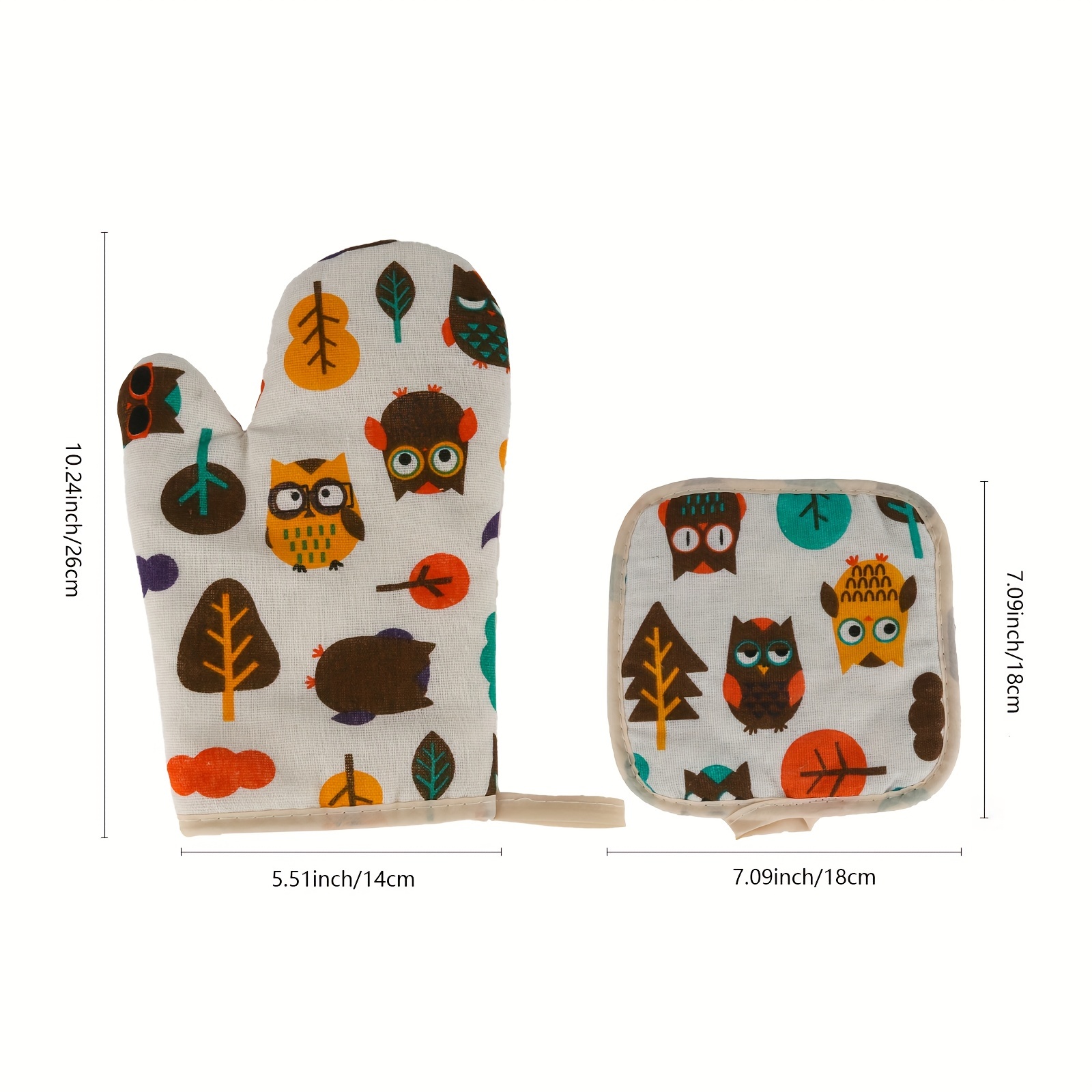 Heat Resistant Animal Printed Oven Mitts And Pot Holder Set - Non