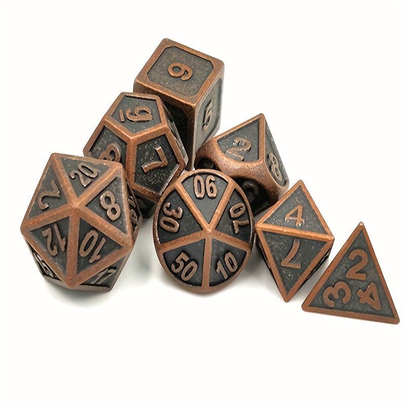 Set Di Dadi Metallo Poliedrici In Bronzo Di 7 Per Giochi Di Ruolo Dungeons  And Dragons DND RPG MTG D20 D12 D10 D8 D6 D4 - Temu Italy