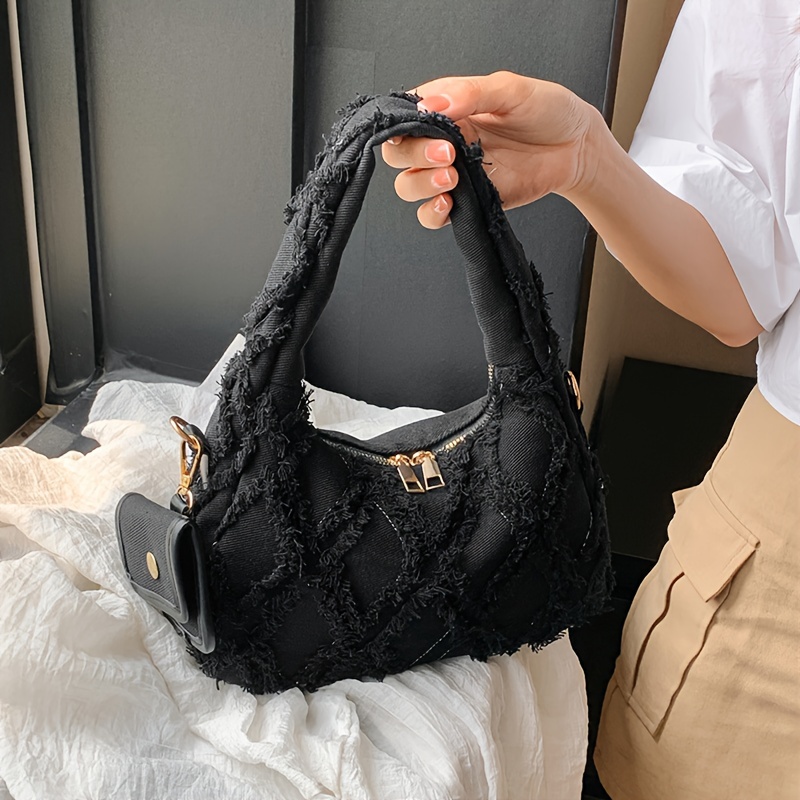 Women Small Shoulder Bags Denim Quilted Handbag Denim Purse