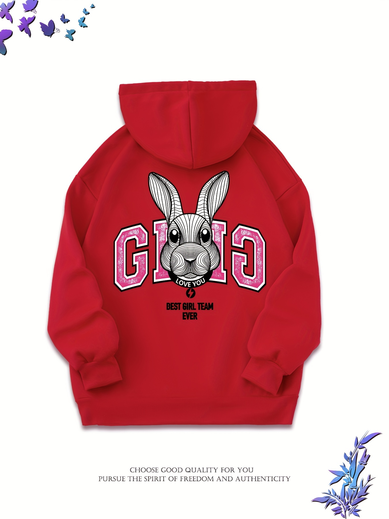 Rabbit Print Drawstring Kangaroo Pocket Sports Sweatshirt Womens  Fashionable And Versatile Pullover Casual Hoodie Womens Sporty Sweatshirts  | Today's Best Daily Deals | Temu Ireland