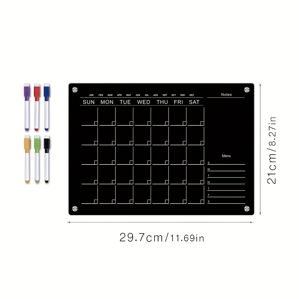Magnetic Acrylic Calendar With 6 Markers Reusable Anti-scratch Transparent Acrylic  Calendar Board Planner Fridge Magnet Sticker - AliExpress