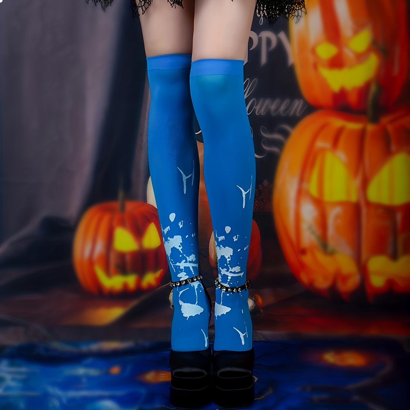 Calze Lunghe Al Ginocchio Donna Thigh Highs – Rosa/Bianco, Taglia Unica Elasticizzata, Per Halloween, Sport O Look Academy