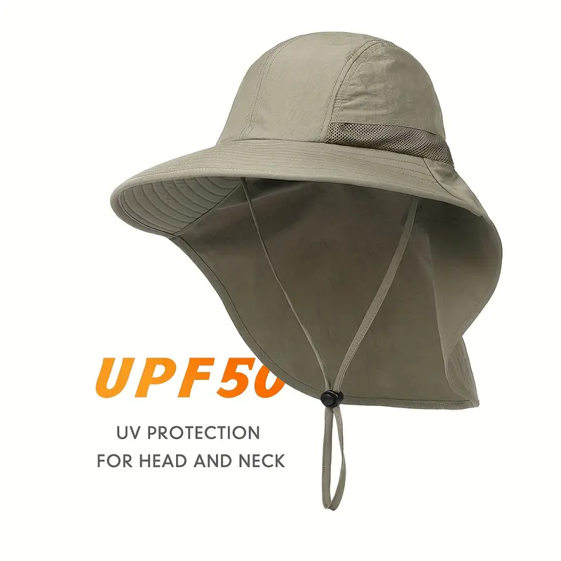 Wide Brim Hiking Hat Women Men With Neck Flap Sun Uv Protection