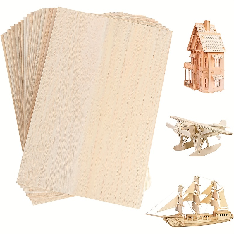 10 Pack Balsa Wood Sheet for Crafts Thin Wood Sheets for Plane Craft and  School