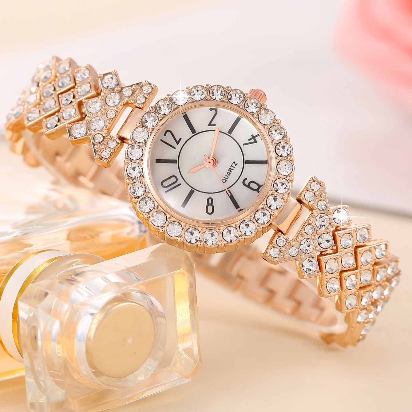 Women Quartz Watch Set Crystal Bracelet Watch Female Jewelry Set 4