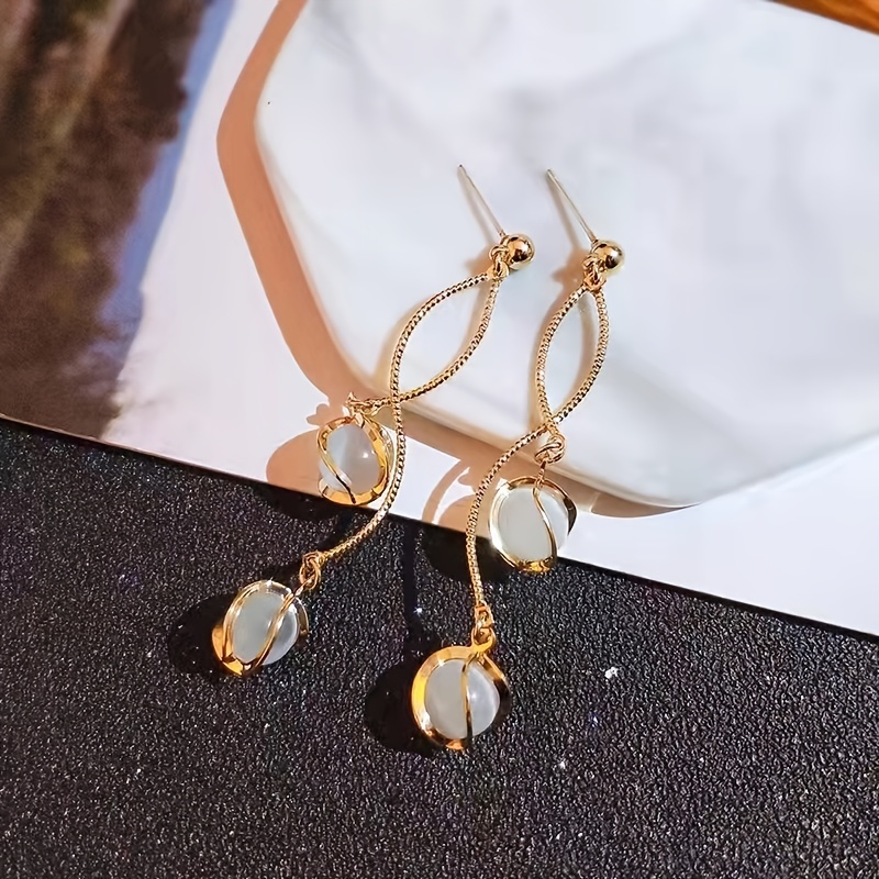 Tassel Opal Earrings Women Girls Party Prom Decor