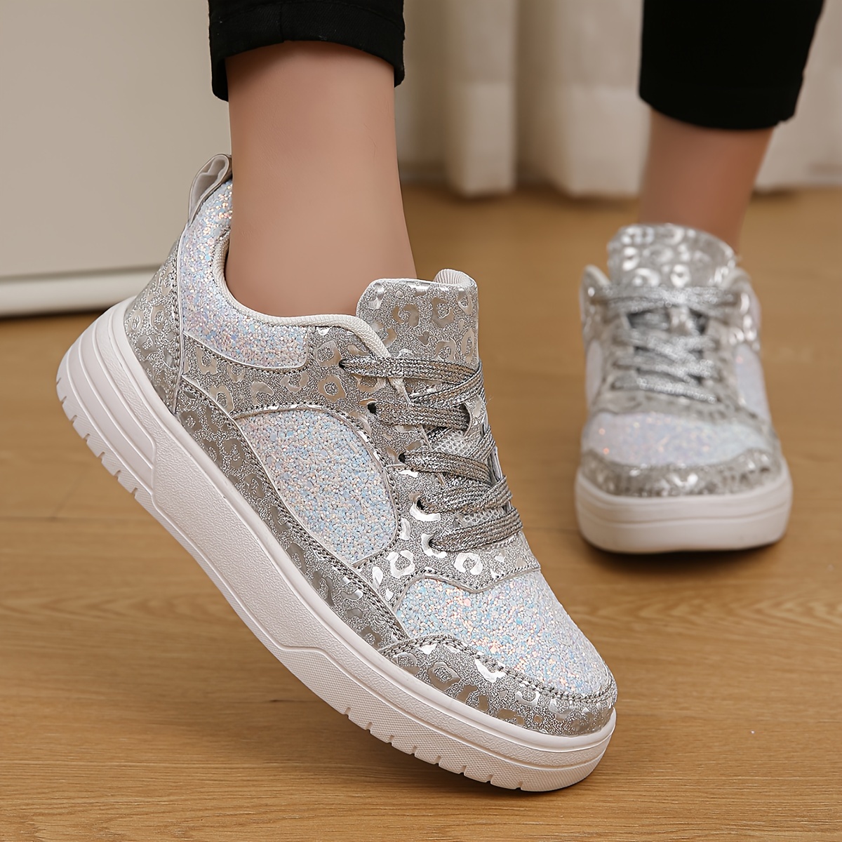 Zapatos Deportivos Lentejuelas Brillantes Mujeres Zapatillas - Temu Chile