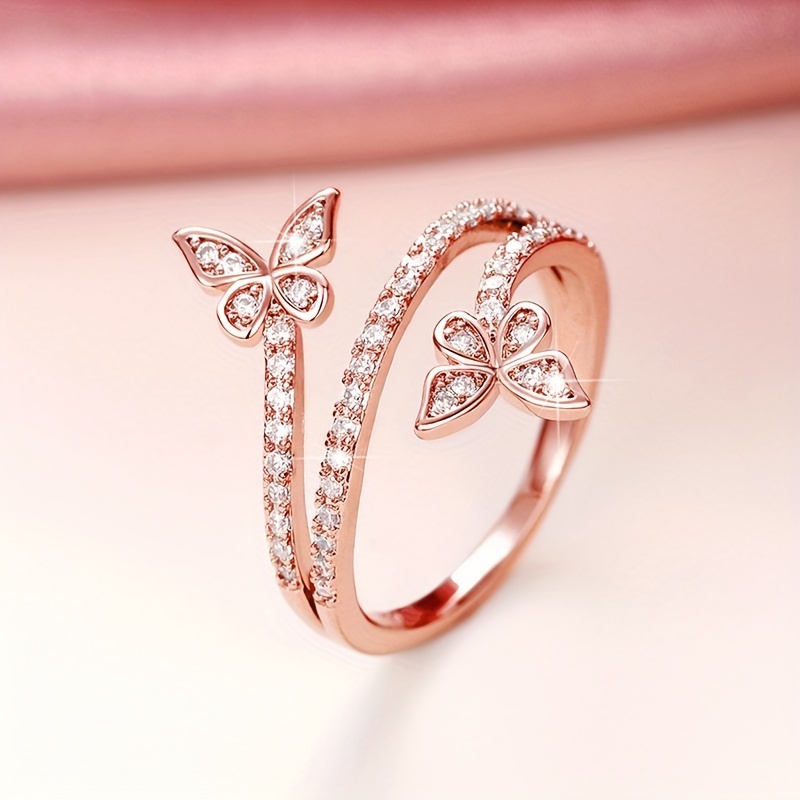 Women's Butterfly Wrap Ring Copper Zirconia April Birthstone