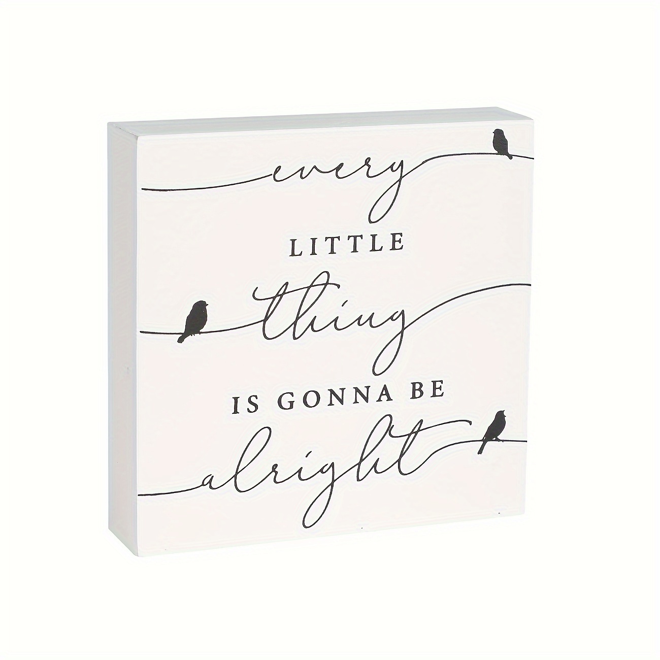 

1pc Every Little Thing Is Gonna Be Alright Birds Wooden Box Sign, Farmhouse Wood Box Sign, Spring Art Blocks Desk Shelf Tabletop Home Room Decor 5 X 5 Inch