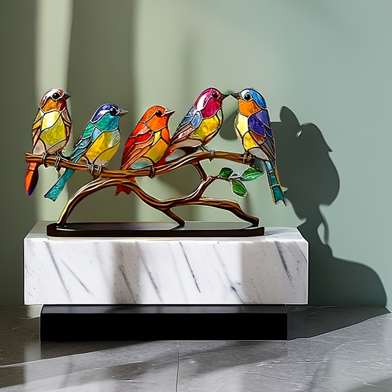  Adorno de pájaros coloridos para mesa, decoración del hogar,  adorno de pájaro, regalo de estilo moderno, pájaros acrílicos, decorativo,  para dormitorio, oficina, escritorio, pájaros multicolor, adornos de moda,  artículos esenciales para