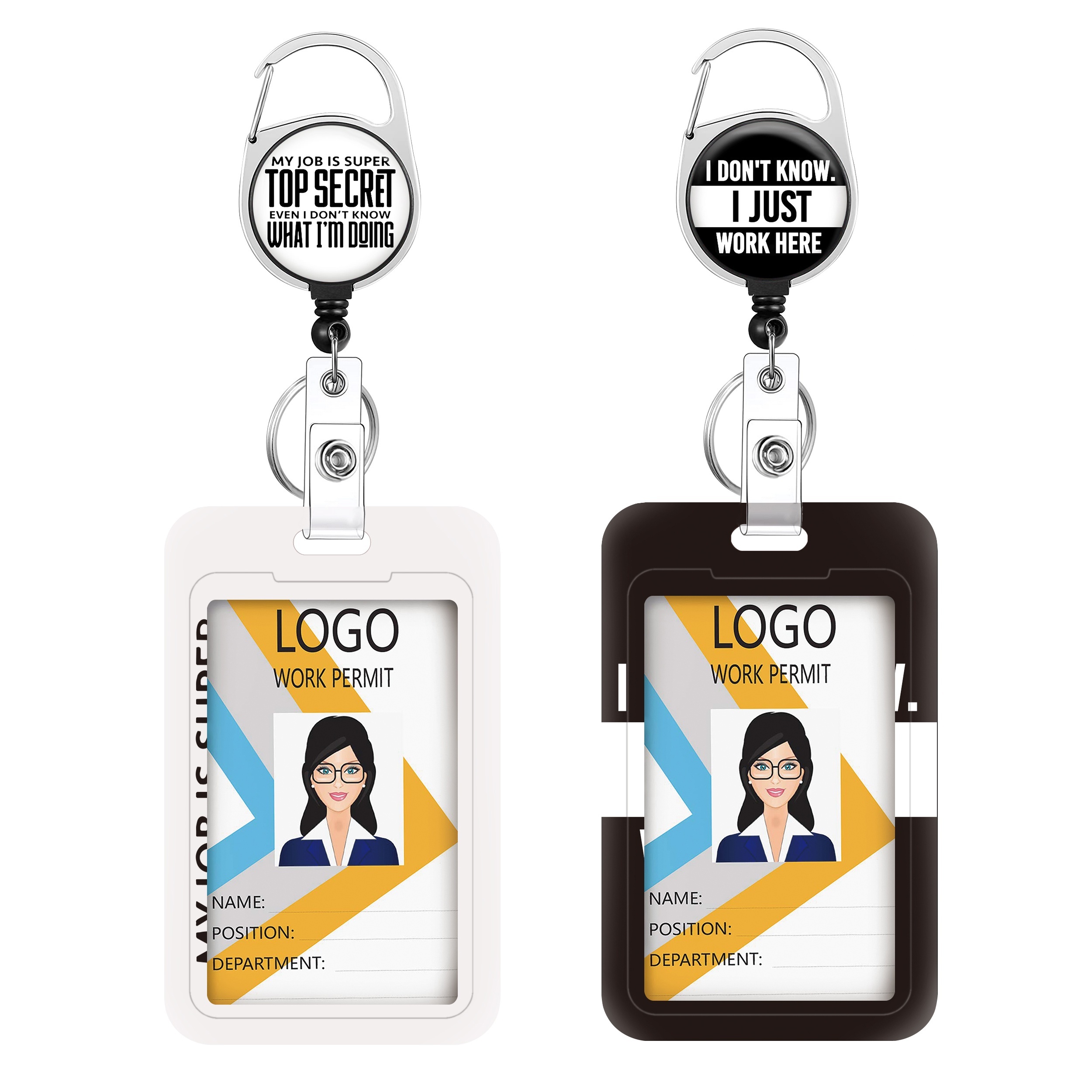 2 Sets ID Card Cover, Easy Pull Buckle, Badge Holder, Medical Care, Office ID Card Cover, ID Card Cover, Retractable Access Card Cover, Keychain