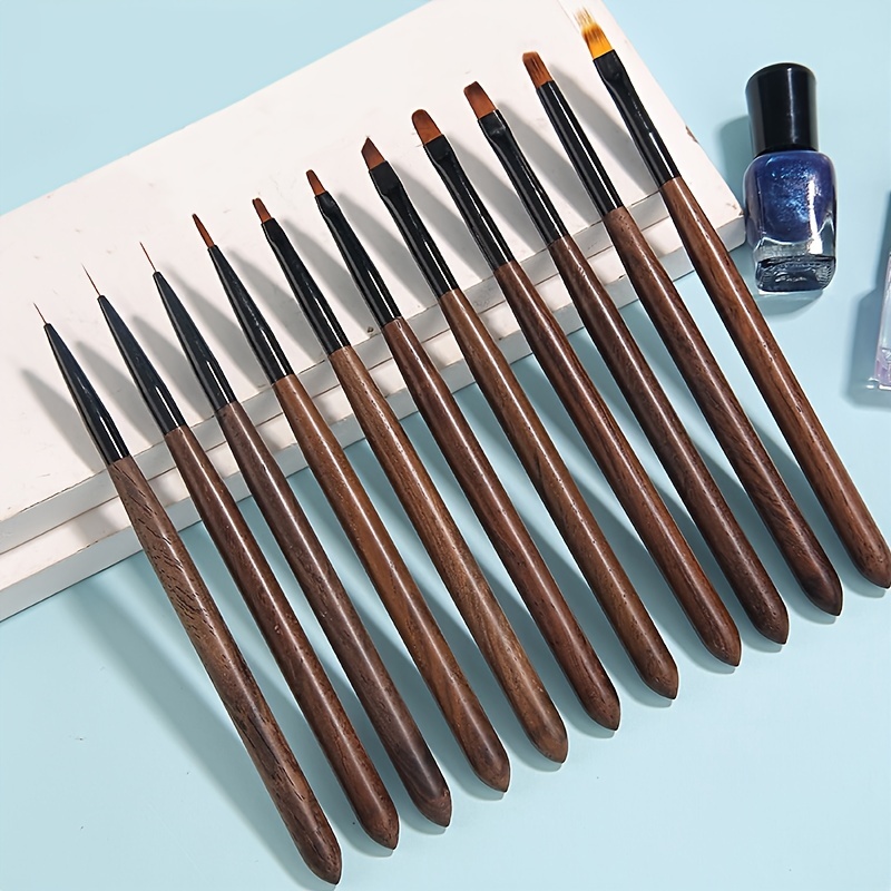 Saviland 6pcs Acrylic Nail Brushes Set - Profession Nail Art Brush for Acrylic Powder Application (Size #4#6#8#10#12#14), Size: 4/6/8/10/12/14, Brown