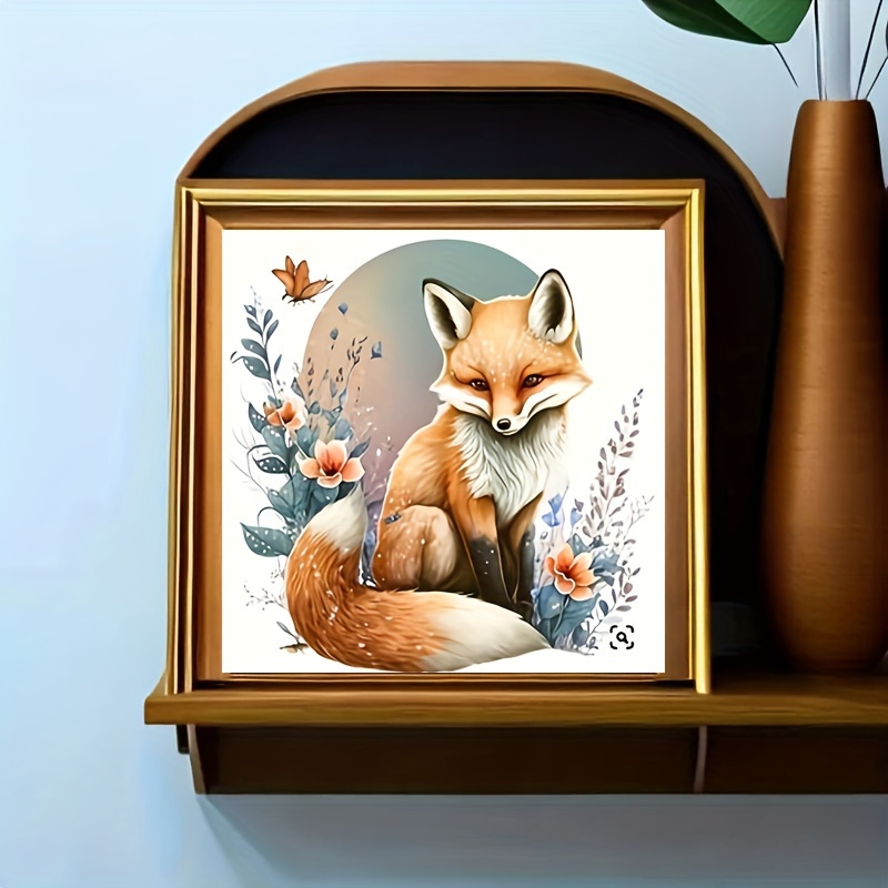 Hot 5d Diamond Painting Full Diamond Fox Diy Handmade - Temu