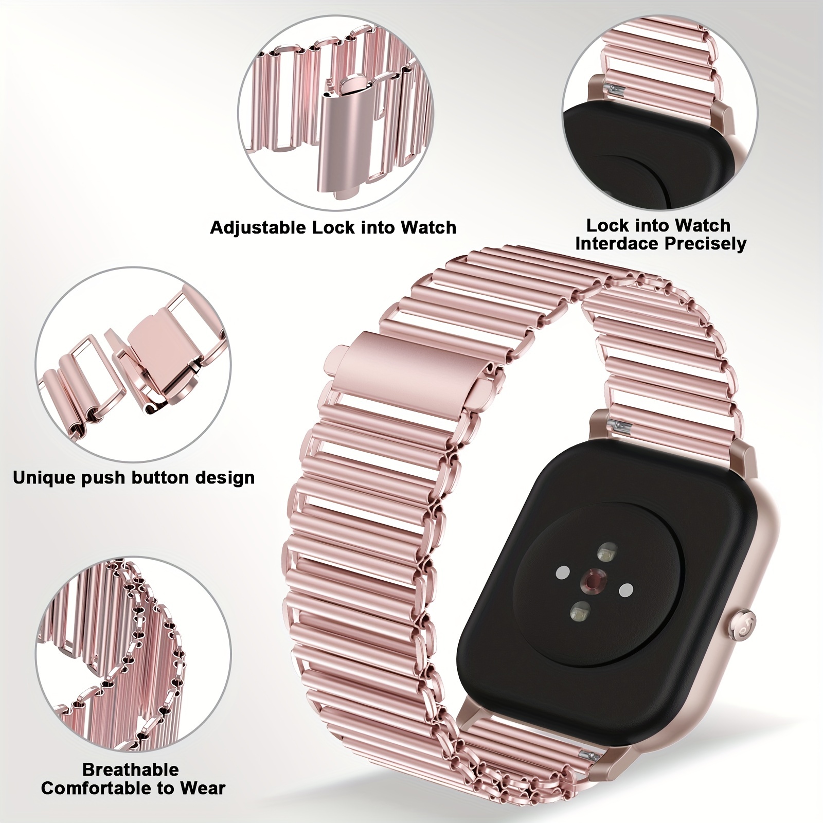 Compatible con Amazfit Bip S Band, correas de repuesto de metal de acero  inoxidable para reloj inteligente Amazfit Bip S/Amazfit Bip Lite/Amazfit  Bip