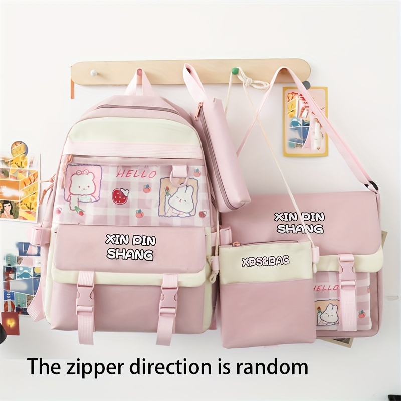 Cartoon Rainbow Print Backpack, Kawaii Cute Preppy College School Bookbag,  Casual Travel Daypack Knapsack For Students Girls - Temu