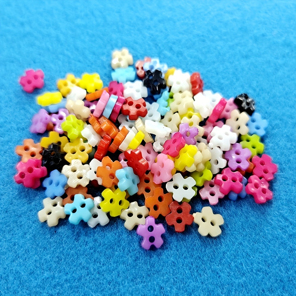 100pcs Mixed Color 7mm Holes Plastic Small Buttons Doll Clothing  Accessories Clothing Sewing Supplies Random Color