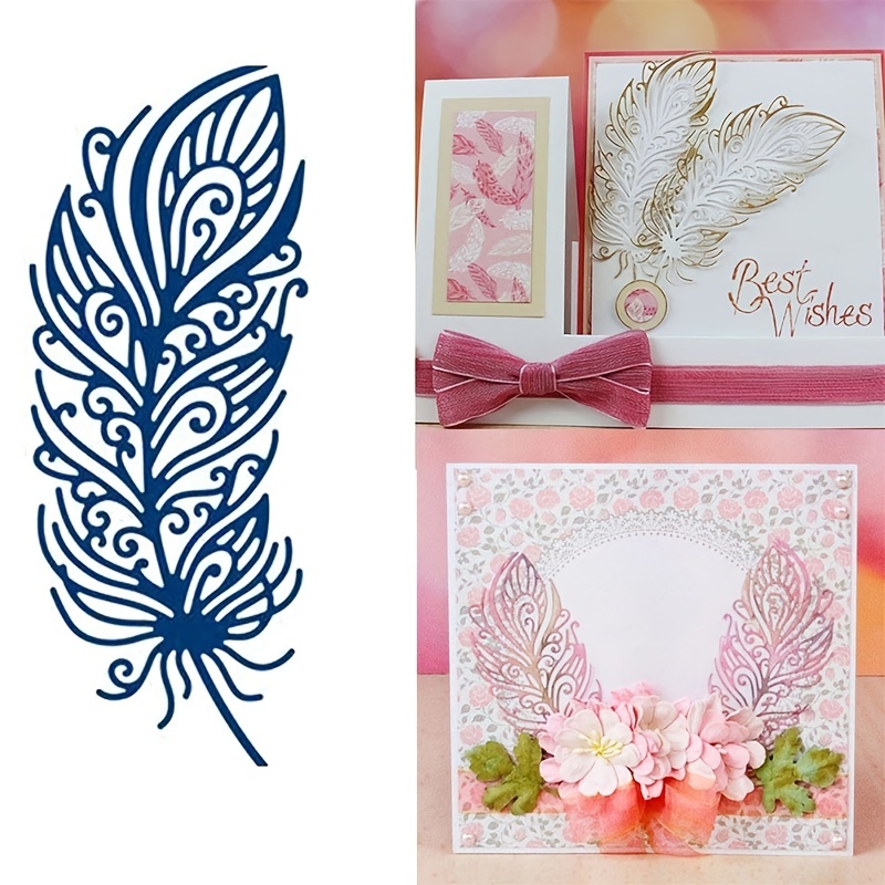 Feather Pattern Diy Cutting Dies For Card Making Embossed Temu