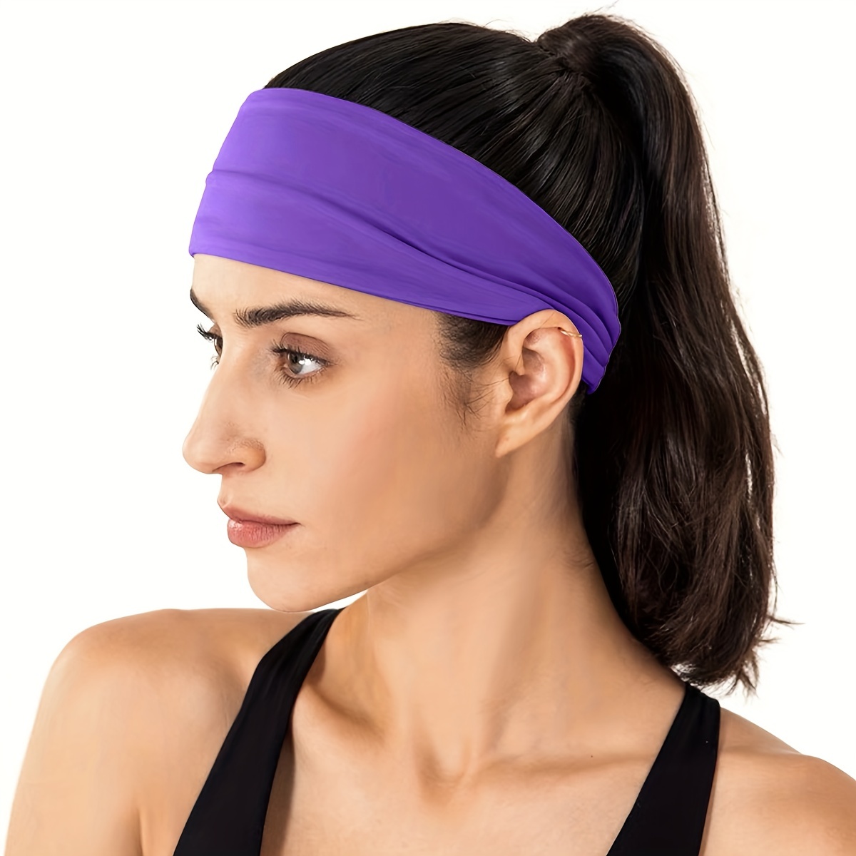 Solid Color Sweat Absorption Wide Yoga Sports Headband - Temu Canada