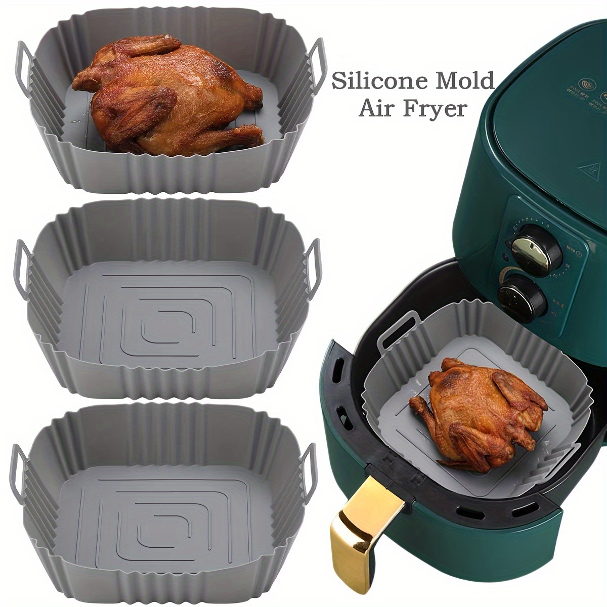 3pcs, Silicone Air Fryer Liners (7.09''), Air Fryer Liner Pots, Silicone  Basket Bowls, Reusable Baking Trays, Oven Accessories, Baking Tools,  Kitchen Gadgets, Kitchen Accessories, Home Kitchen Items