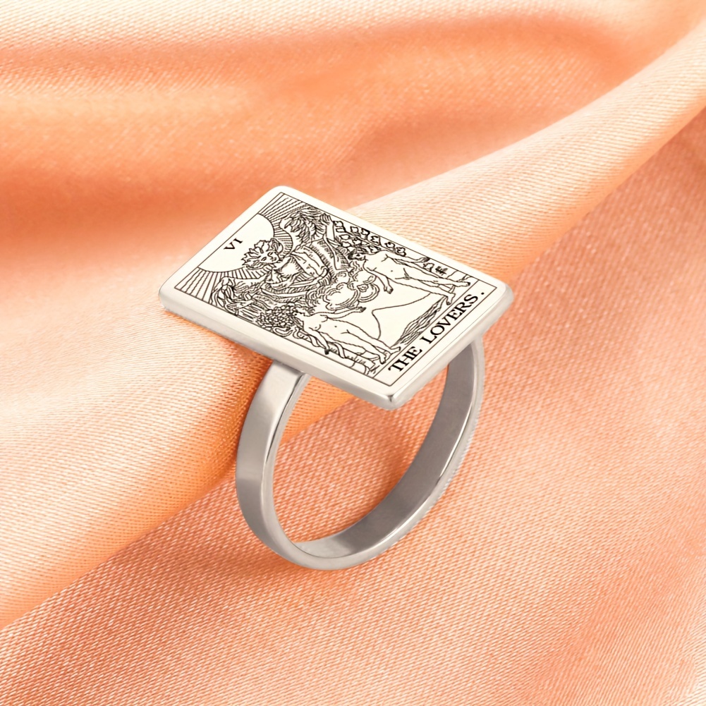 Stainless Steel Tarot Cards Ring Amulet for Men