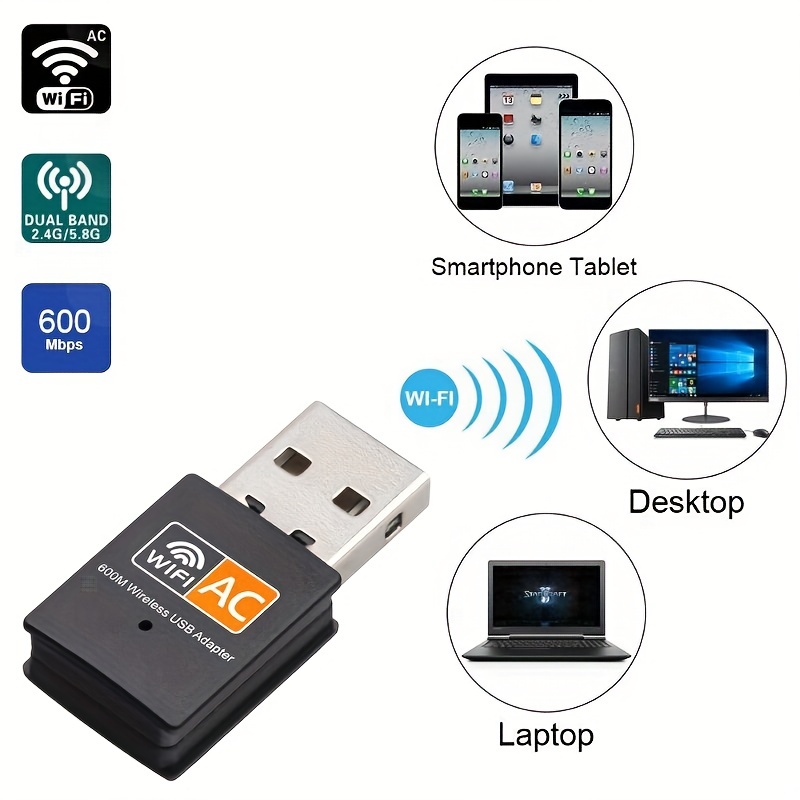 Buy USB2 4G 5G Dual band 600Mbps Wireless Adapter at the Lowest Price with Free Shipping
