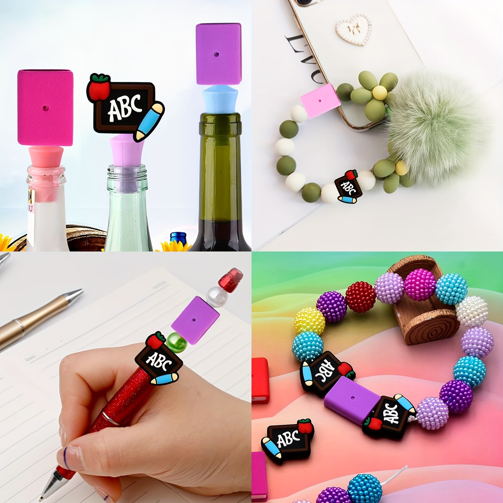 5Pcs Colorful Silicone Focal Beads Silicone Spacer Beads for Pens