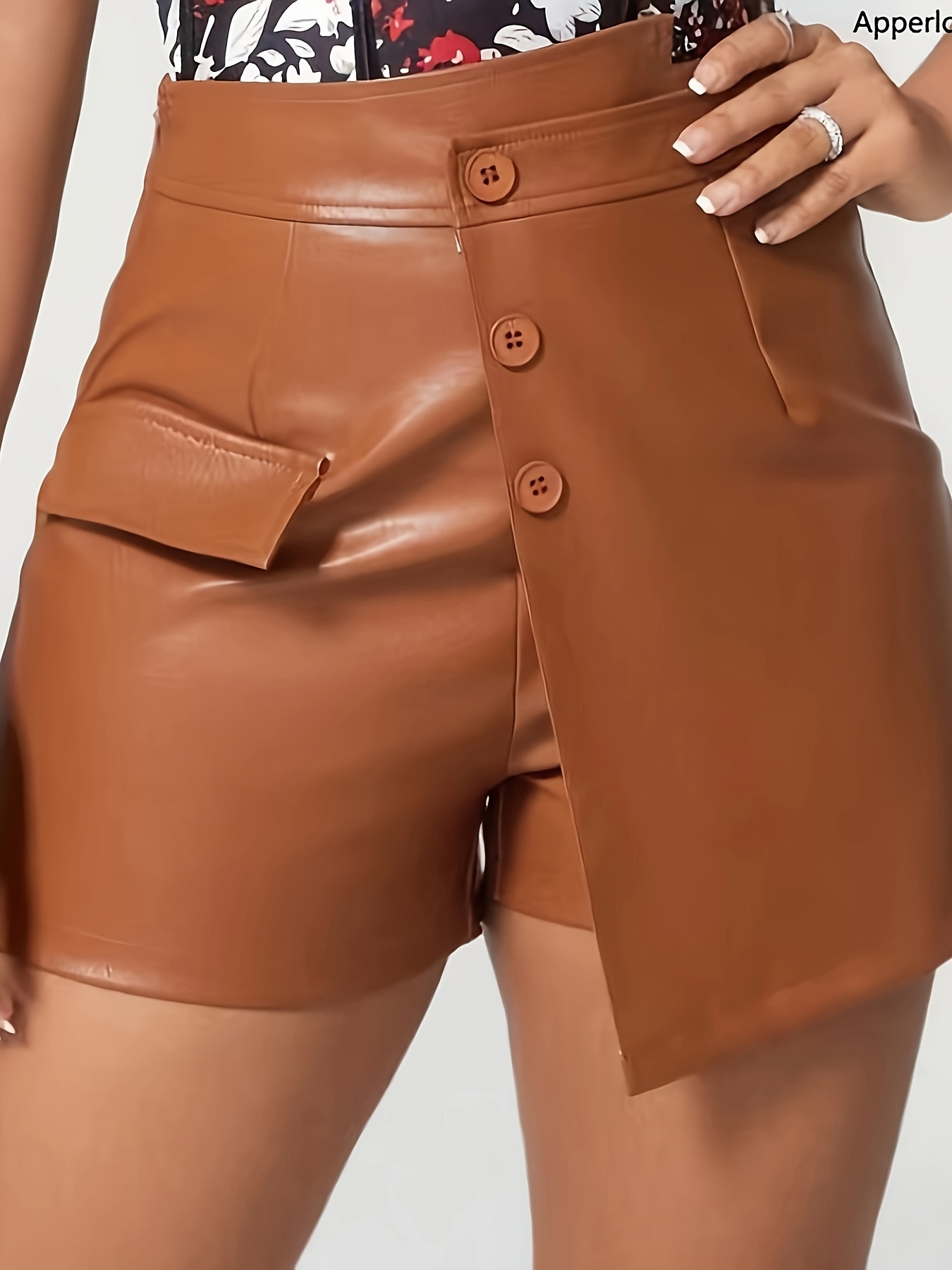 Faux Leather Split Shorts Casual Drawstring Waist Hot Shorts - Temu Canada