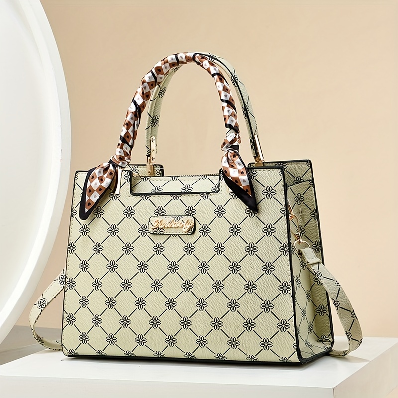Large Retro Geometric Pattern Tote Bag, Classic Luxury Shoulder Bag,  Elegant Daily Use Bag For Work, Women's Everyday Bag - Temu Germany