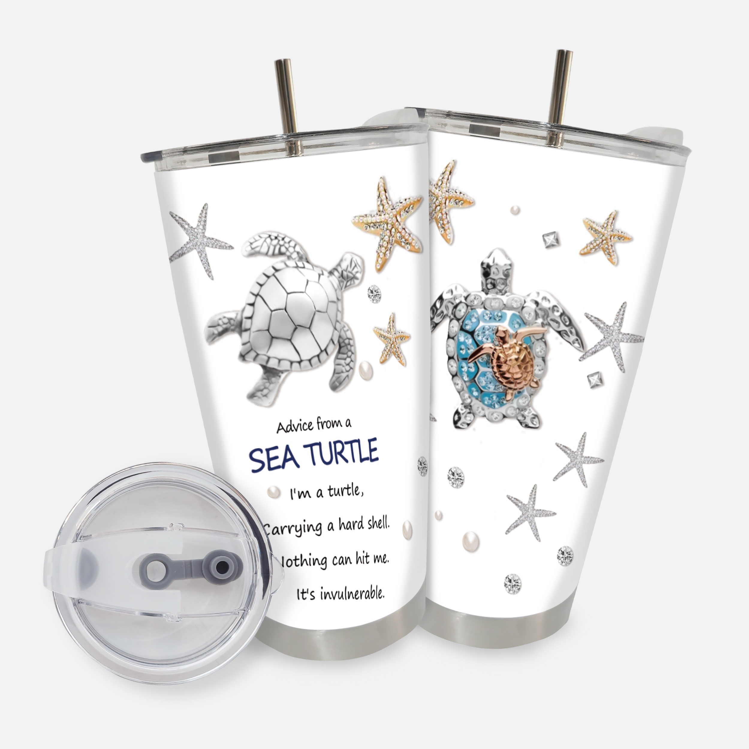 Sea Turtle 20 oz Tumbler W/ Lid & Straw