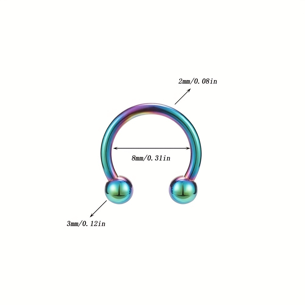 Horseshoe Stainless Steel Nose Ring, 2 Pcs Lip Stud Earrings