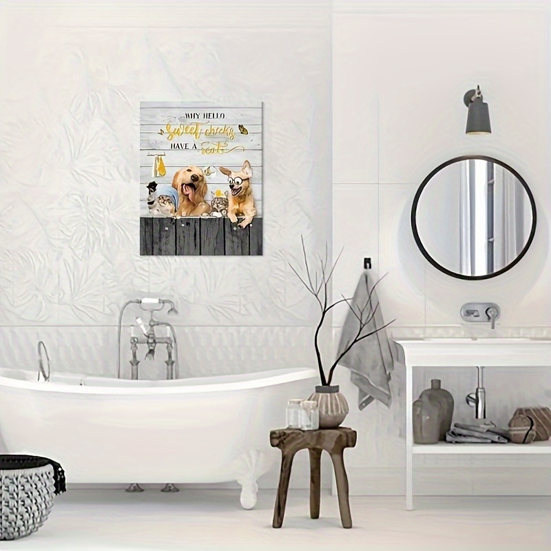 Dog Bathroom Art, Bathroom Wall Decor, Bathroom Canvas Art Prints