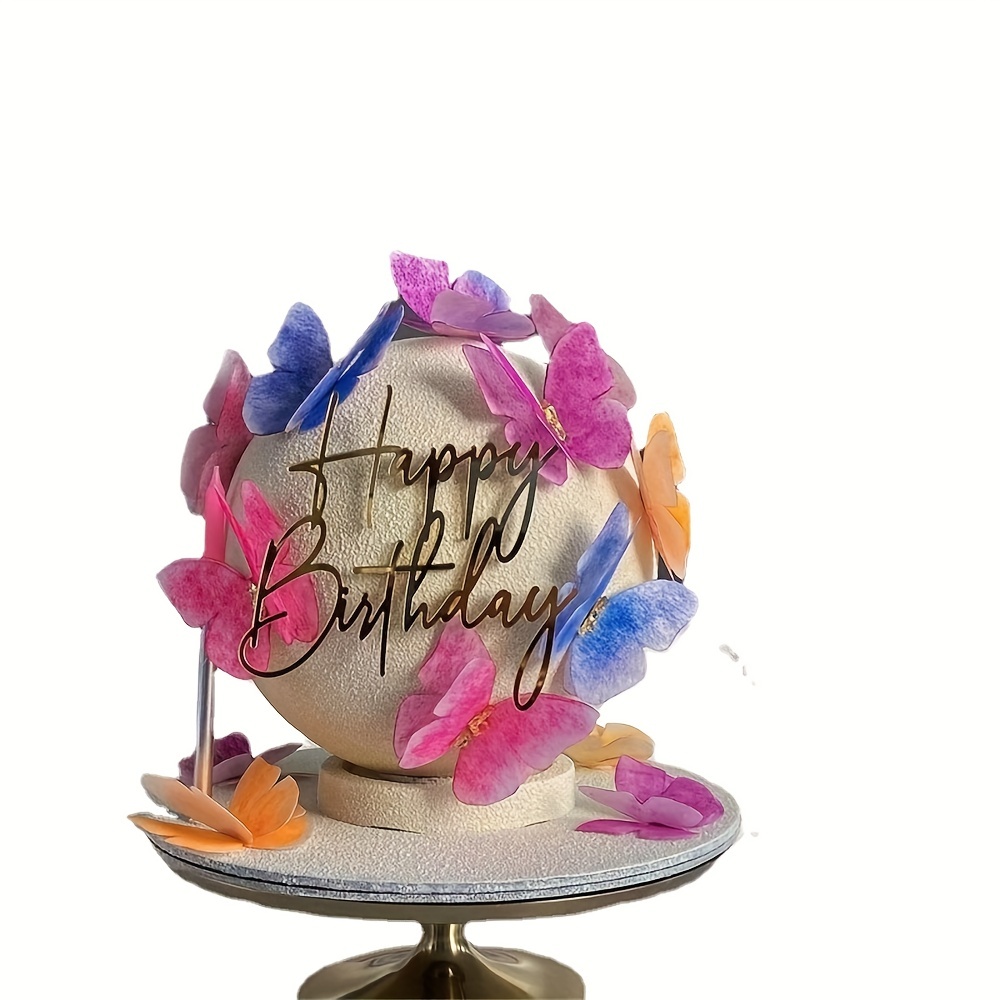 Décoration De Gâteau Joyeux Anniversaire Doré Fleur Acrylique Décoration De Gâteau  Acrylique Décoration À Cupcake Pour Divers Anniversaire, Mode en ligne