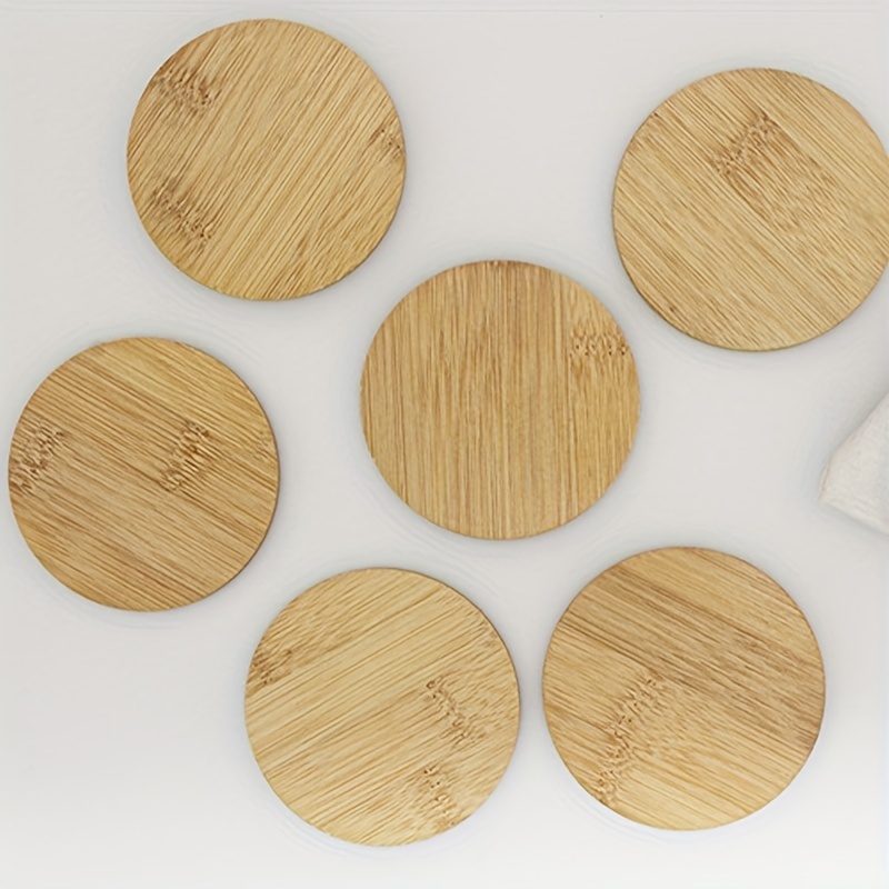 

6pcs, Bamboo Coasters - Set Of 6 Solid Color Coasters For Coffee Table, Household Bowl, And Plate - Durable And Home Decoration