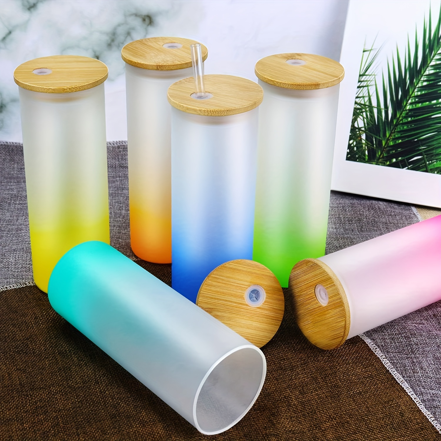 25pcs 17oz Sublimation Glass Cups Straight Tumbler Water Bottle Frosted  Gradient Color Glasses Cup Iced Beverage Mug With Handle - AliExpress