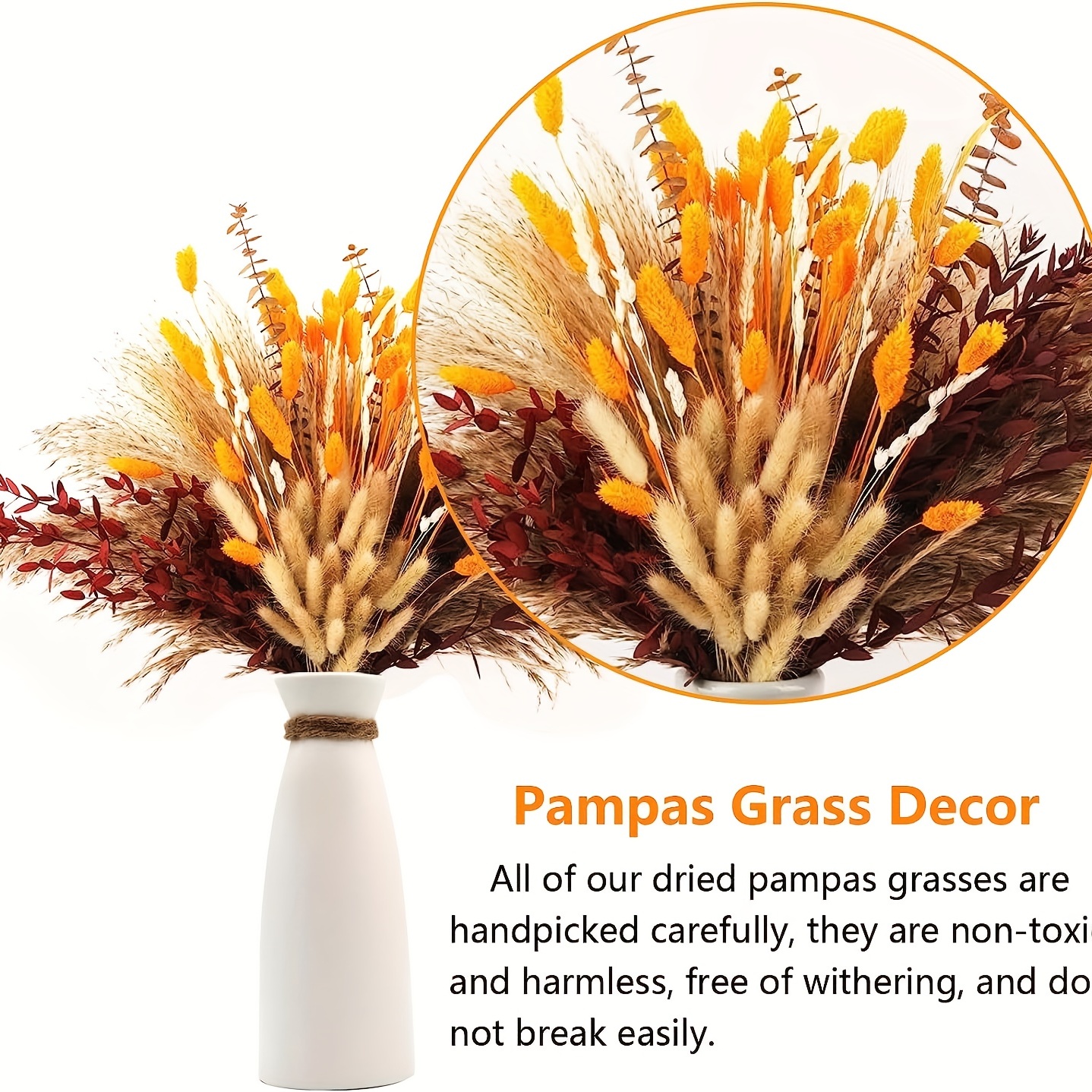 100pcs Hierba De Pampas Seca Decorativa Bouquets De Flores - Temu