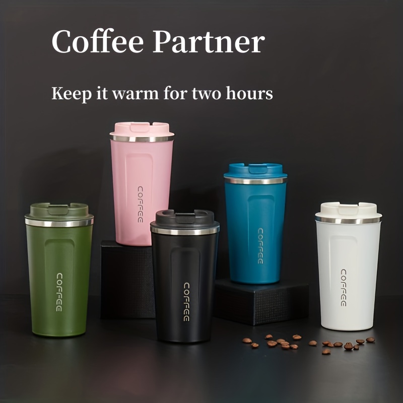 Travel Coffee Mug With Lid And Spoon, Stainless Steel Thermal Coffee Cups,  Premium Vacuum Water Cups, Summer Winter Drinkware, Birthday Gifts - Temu
