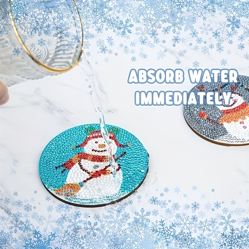 Diamond Painting Christmas Coaster with Holder, 6 PCS DIY Diamond Art kit  Drink Xmas Coasters Set for Adults Kids and Table Decor Supplies