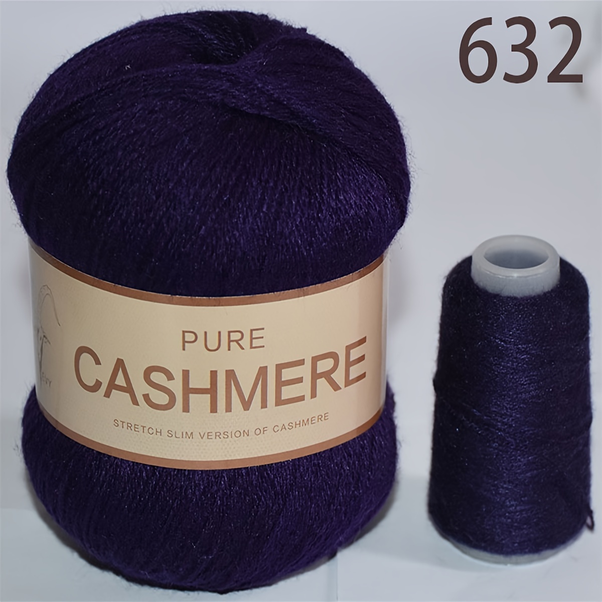 1pc Pure Mongolian Cashmere Yarn Crochet Hand-knitted Cashmere Wool Yarn  Scarves Hats Sweater Thread Yarns 98% Cashmere 1.76oz+0.7oz