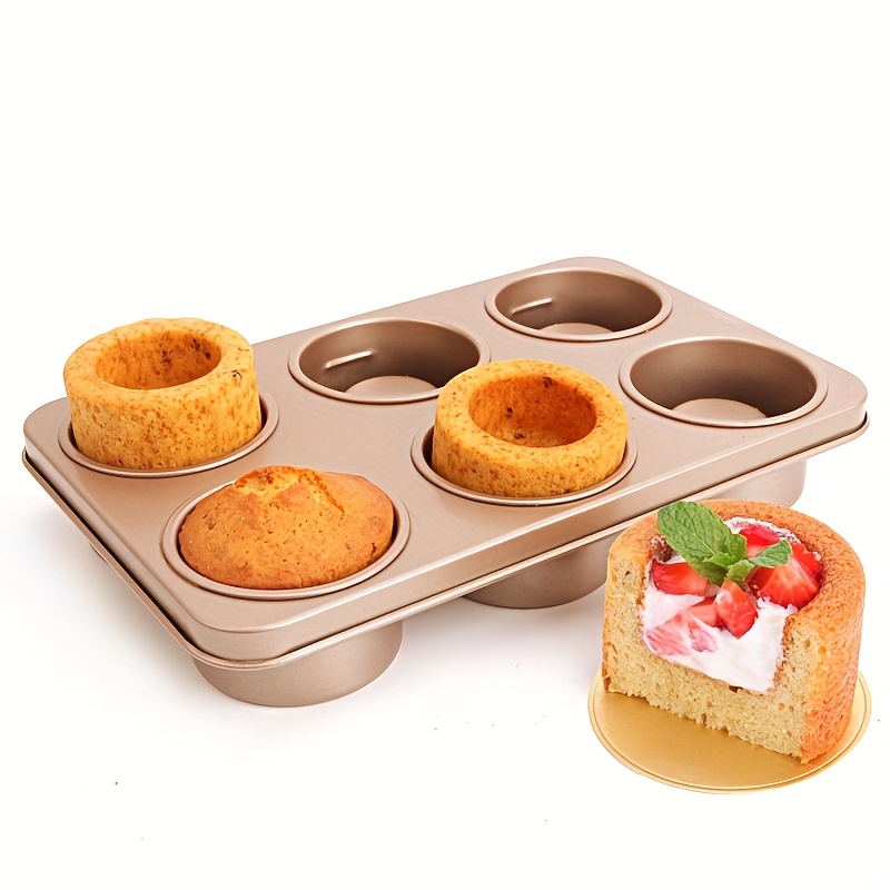 

1pc, Bowl Shaped Cake Pan (12.3''x7.9''), 6 Cavities Non-stick Baking Cupcake Pan, Stainless Steel Bread Mold, Baking Tools, Kitchen Gadgets, Kitchen Accessories, Home Kitchen Items