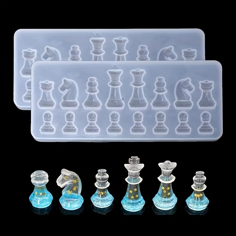 6 pçs/set internacional xadrez uv cristal epóxi molde peças de xadrez molde  silicone diy artesanato jóias casa decorações fundição ferramentas