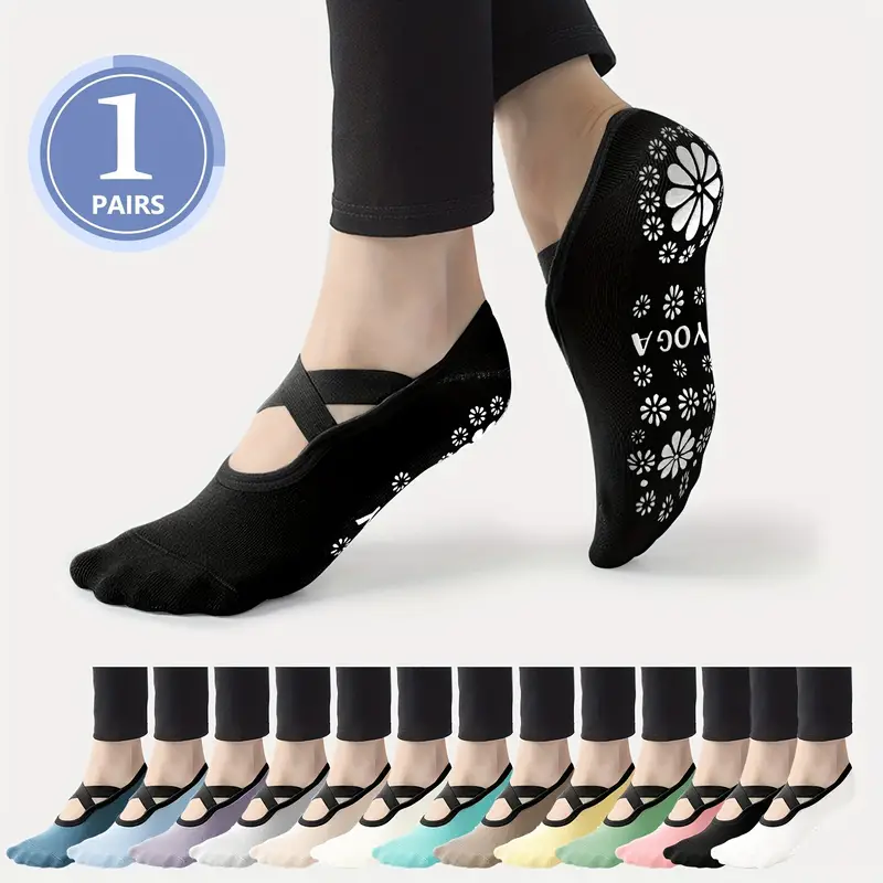 Yoga Socks Women: Non slip Grips Cross Strap Design Perfect - Temu New  Zealand