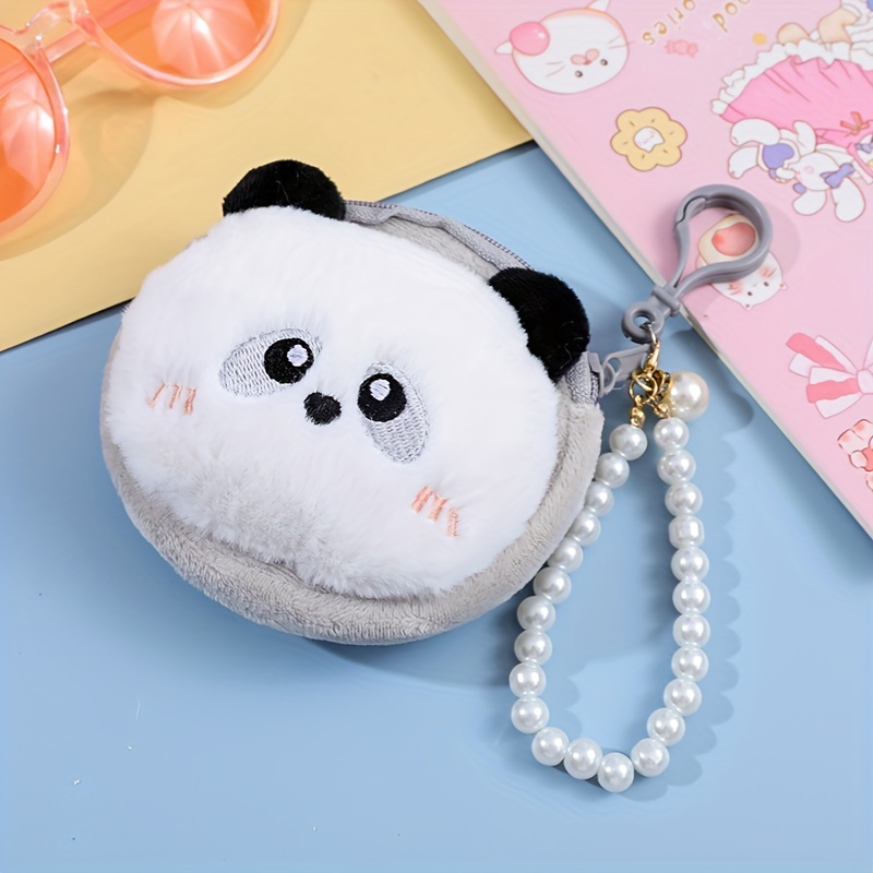 Kawaii Korea Beaver Animal Key Chain with Pearl, Coin Purse, Soft Storage Bag, Cute Pink Keyring, Sweet Decoration for Backpack, 5 inch